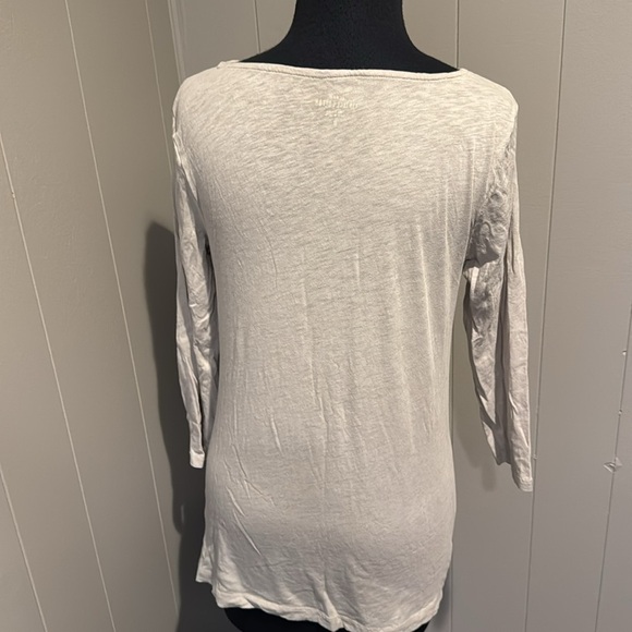 J. Crew 100% cotton draped neckline putty lightweight soft knit top. 3/4 sleeves - Picture 2 of 4